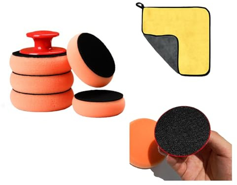 Ojiuboo，Kit d'éponges de Polissage pour Voiture, Tampon de Polissage antidérapant, éponges remplaçables et lingettes de Lavage épaisses, Convient aux Voitures.
