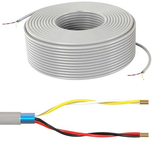 Lumonic Telefonkabel JYSTY grå | 2x2x0,6mm CCA | 100m | färgkodad & Skyddad | Metermärkning | Telekommunikationskabel, Kabel för telefonanslutning