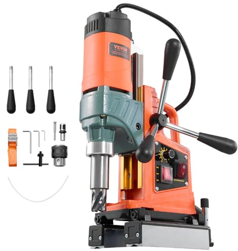 VEVOR Trapano a Colonna Magnetico Elettrico 1400 W, Diametro di Foratura 50 mm, Velocità 0-850 giri/min, Direzione Reversibile, Trapano a Colonna Magnetico per Lavori Industriali