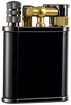 EWDHJK Encendedor de Queroseno Vintage de latón, Resistente al Viento, con cerillas, Impermeable, portátil y Reutilizable, Ideal for Uso Diario y acampadas (Queroseno no Incluido).(Black)