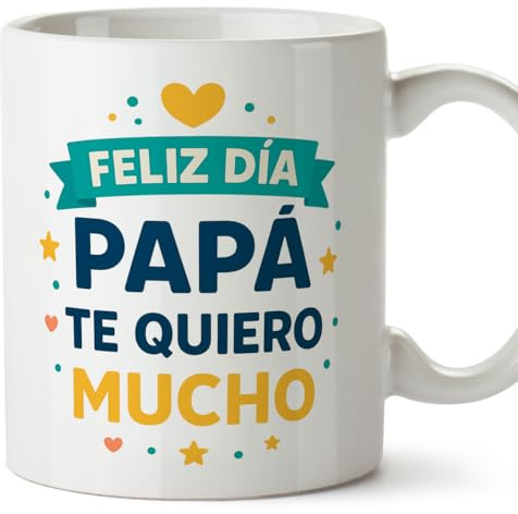 MUGFFINS taza papa con frase Feliz día papá Te quiero mucho en Español 330 Ml/11 oz | regalo padre | regalos cumpleaños padre | navidad | Papá y mamá v1.1MA