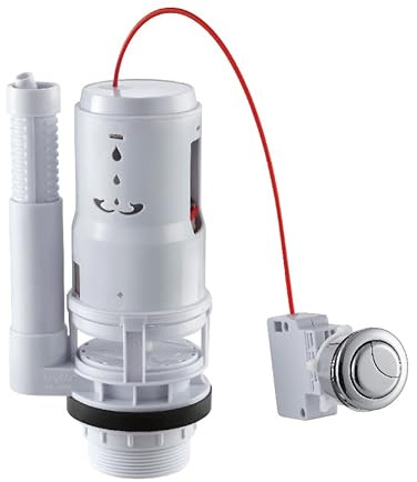 BKK Home Toilet Flush Valve 2 Two-piece, Adjustable with Cuttable Overflow Pipe, Dual-Action Button, 30cm Cord White
