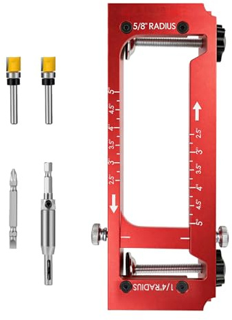 Door Hinge Jig, Adjustable Mortise Jig Kit for Router Cabinet | Precision Aluminium, Depth Gauge for Precise Measurement, Fits 2.5 to 5 Hinges Length,1/4 & 5/8 Round and Square Hinges