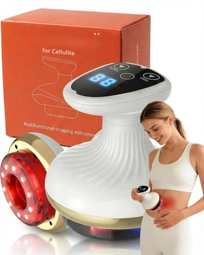 Appareil de Massage 4 en 1 Contre la Cellulite, Masseur Anti Cellulite, Ventouse et Gua Sha Électrique, 9 Niveaux d’Aspiration et Chaleur, Peau Plus Ferme et Meilleure Circulation (Gold)