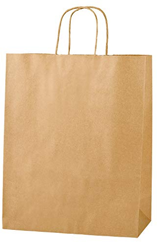 Thepaperbagstore 50 braune mittelgroße Papiertüten mit Henkel 25x11x31cm | Starke, recycelbare Kraftpapiertüten mit stabilen Griffen, ideal für Geschenke, Einzelhandel, Partys und Events.