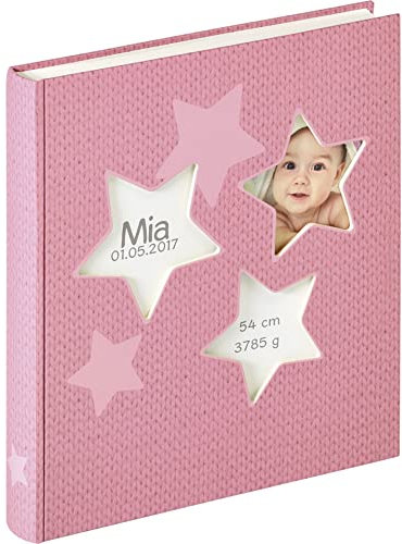 walther design Fotoalbum rosa 28 x 30,5 cm Babyalbum mit Cover-Ausstanzung, Baby Estrella UK-133-R