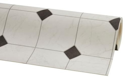 misento PVC Bodenbelag Strong - Vinylboden in Fliesenoptik, 3,8 mm stark, trittschalldämmend, wasserfest & robust, für Bad, Küche, Flur & Keller, Fliese Schwarz-Weiß, 200 x 350 cm