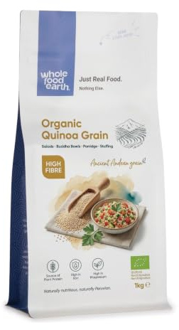 Wholefood Earth Organic Quinoa Grain (Tri-Colour) – 1 kg | Raw | Vegan | GMO Free | High Fibre | Certified Organic