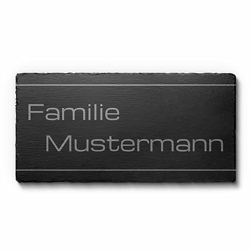 Schiefer Türschilder mit Gravur | Namensschild Briefkastenschild selbstklebend/blank Klingelschild mit mehr als 80 Motive | Größe 20x10cm