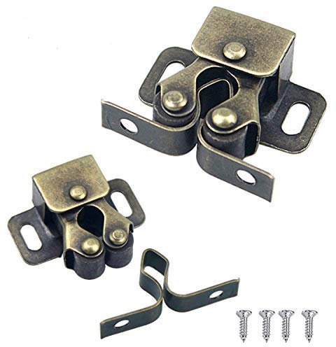 10 Stück Möbelschnäpper,Doppelrolle Fang für Kleiderschrank,Schranktür Latch Fang, Edelstahl Ball Roller Fang mit Schrauben für Wohnmöbel Schrank (Silber)