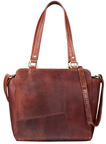 STILORD Anna Elegante Ledertasche Damen Vintage Umhängetasche Leder Kleine Handtasche Frauen zum Umhängen Klassische Abendtasche Echtleder Tasche Farbe:Porto - Cognac