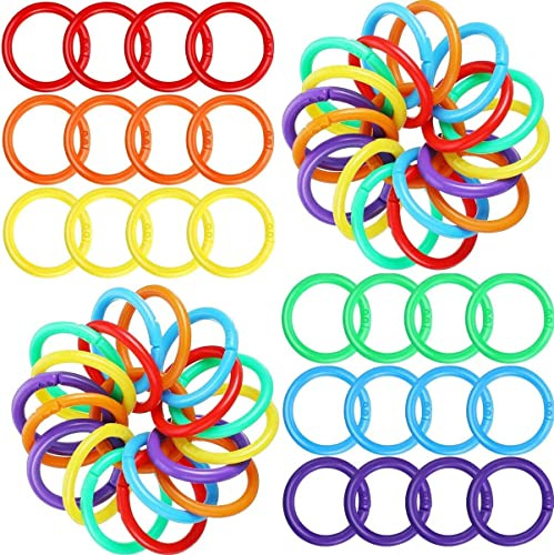 MaoNativey 100 Stück Binder Ringe Kunststoff, Binder Ringe Buntes Buch Binder Loseblatt Ring Buchbinder-Ringe für Sammelalben, Karteikarten und Stapel von Dokumenten(28 mm)