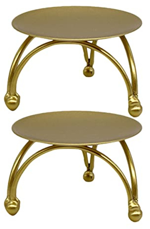Lot de 2, Bougeoirs Ronds en Fer, Décoration de Table | Style Simple Assorti, Accessoires Photo et Hôtel, Finition Or, pour Cires et Huiles Essentielles