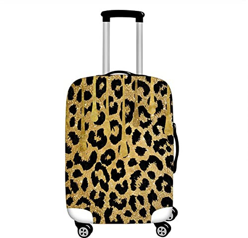 Hixingo Elastisch Kofferhülle Kofferschutzhülle, 3D Leopardenmuster Koffer Schutzhülle Staubdichte Reisekoffer Hülle Trolley Case Schutzhülle Reisegepäckabdeckung (Gelb,XL (30-32 Zoll))