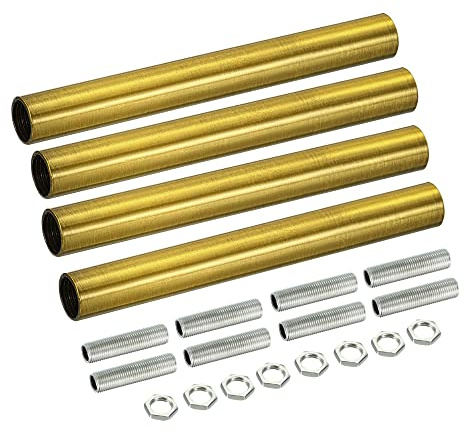 sourcing map 4 Set Verlängerungsstangensatz, Verbindungsmutter M10 100 mm / 3,94 Überwurfmutter mit Gewinderohr, Gewindeverlängerung, Bronze