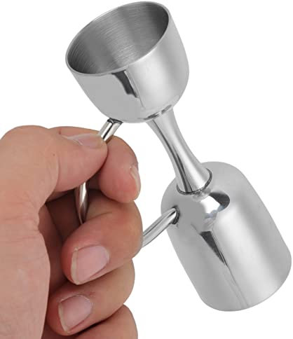 Jigger doble para coctelería, Jigger de medidas de barra de acero inoxidable con asa Coctelera de vino Jigger Copa de medida de bebida de doble cabeza