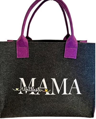 Filztasche „Weltbeste Mama“ | Handgemachter Shopper aus Filz | Geschenkidee für Mama | Muttertag & Geburtstag | 40×32×15 cm | Farbe frei wählbar | Nähmadl Olivia