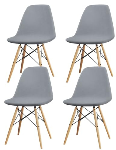Langlebig Universal Stretch Stuhlhussen, 4er Set Elastische Moderne Stretch Stuhlbezug, Dining Chair Covers Samt Abnehmbare Waschbarer, für Esszimmer Hotel Bankett Hochzeit Partys Deko (4, Grau)