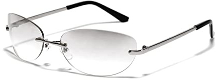 OSAGAMA Retro Ovale Sonnenbrille mit Randlose Linse Metall Rahmen Brille für Damen Herren Outdoor Aktivitäten