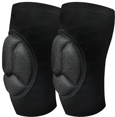 Knieschoner, Volleyball Knieschoner Damen & Herren, Dicker Schwamm Knieschoner, Professioneller Knieschützer, für Handball, Volleyball, Fussball, Basketball, Laufen, Mountainbiking & mehr (Schwarz, L)