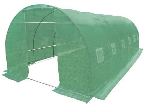 HATTORO Anzucht Gewächshaus, Foliengewächshaus Winterfest, Gewächshaus Folie, PE-Gewebe 170g/m², 12 Fenster, Rolltür, 6x3x2m, Strapazierfähiges Stahlgerüst, UV-Beständig, Wasserfest