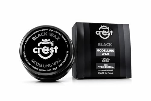 CREST - Black Wax - Cera Nera per Capelli Uomo - Tenuta Media - Coprente per Capelli Grigi e Bianchi - Colore Temporaneo Naturale - Profumata - Effetto Lucente - Made in Italy - 100ml