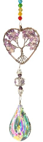 ZKSXOA Crystal Tree of Life Suncatcher, Amethyst Crystal Stone Hanging on the window, for Birthdays, Anniversaries, Celebrations, Valentine's Day, Weddings, Congratulations, and more.