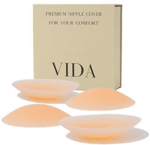 VIDA Nipple Covers, 2 Pairs Of Seamless, Adhesive Silicone Nipple Covers. Discreet & Reusable