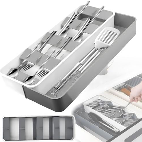 BINYI Besteckkasten Besteckorganizer für die Küchenschublade Besteckschublade Einsatz Cutlery Organizer Schubladen Organizer Küche Kompakter Besteckeinsatz für Besteck