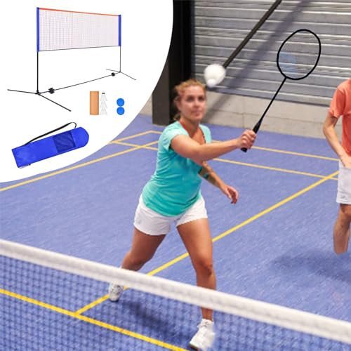 ENHEN Badminton Netz mit Ständer Tragbarer Badminton -Trainingsnetzrahmen, 6 m/ 20 fuß Volleyball -Tennisstand mit Tragetasche, Pickleball/Tennisballspiel für Die Court Beach Auffahrt