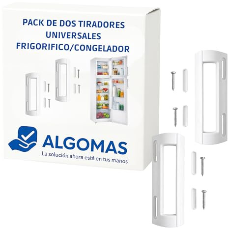 ALGOMAS Confezione da 2 maniglie bianche universali, 19,8 cm, per frigorifero e congelatore, regolabili da 8,3 a 16,4 cm, larghezza 7,3 cm, ricambio compatibile con viti incluse | installazione facile