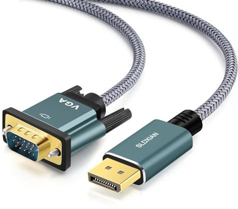 SLDXIAN Cavo DisplayPort a VGA 1080P, DP Maschio a VGA Maschio per Monitor, Desktop, Laptop, PC, HDTV (1.8M)