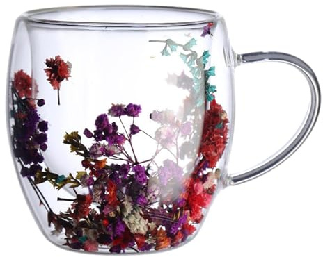 Tazze da caffè in vetro trasparente doppia parete, tazza da cappuccino con manico doppia parete, in vetro termico doppia parete, tazza da tè in vetro borosilicato isolato, forte e resistente al