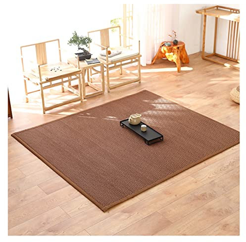 Teppich,Japanischer Stil Naturfasern Bambus Teppich Großes Gebiet Balkon Teetisch Tatami Erker Decke 1,5cm Dick Bambusmatte rutschfest mit Bordüre Anpassbar Teppich, 3 Farben