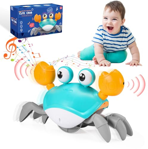 iKidiki Cangrejo Juguete Bebe, Juguetes Niños 1 2 3 4 Años Cangrejo Tummy Time Bebe Regalo Niño 1-4 Años Juguetes para Bebes de 6 a 12 Meses Regalos Cumpleaños Niños Juegos Educativos Niños 1-4 Años