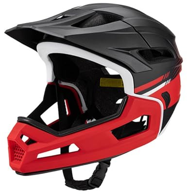 Perfeclan Casco Integrale da Bici Casco da Bicicletta Casco da Bici Berretto Unisex Fodera Lavabile Rimovibile per Uomini Adulti Donne Mountain Bike, Rosso Nero