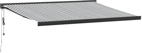 vidaXL Markise Einziehbar, Gelenkarmmarkise Wandmontage, Sonnenmarkise für Garten Terrasse, Balkonmarkise, Anthrazit Weiß Stoff Aluminium