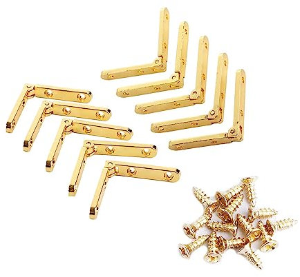 CioNeL 10 Stück kleine Scharniere für Holzkisten, Schmuckschatullen-Hardware aus Zinklegierung, antikem Messing-Finish, klassisch, Gold