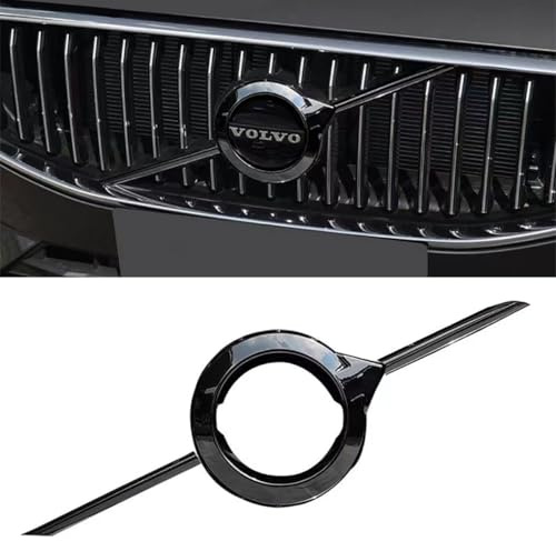 LFWCZS Car Emblem Badge Decal Logo for Volvo XC40 2018-2022, Black with Chrome Finish, Aluminium Alloy, Front, Vehicle Specific