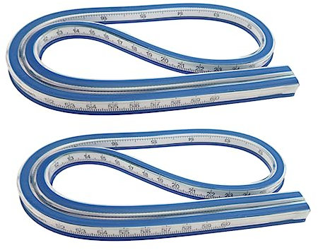 Anneome 2stücke Flexibles Kurvenlineal Aus Gummi Und Metall Tragbares Zeichenwerkzeug Für Näharbeiten Und Technisches Zeichnen Doppelseitig Für Kurvenmessungen