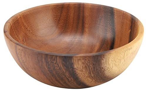 BONKZEBU Solid Akacia Träskål för Salladssoppa Ris, Handgjord Träskål, Köksredskap, Handgjord, Klassisk Stor Rund trä Salladssoppskål, 20 * 7 cm
