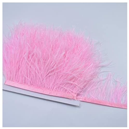 GreatRise 8-10cm Natürliche Straußenfedern Borte Plüsch Federborte Federband zum Basteln Feder Fringe Trim Feder Fransen Band für DIY Handwerk Nähen Hut Kleid Kostüme Dekoration Helles Rosa 1m