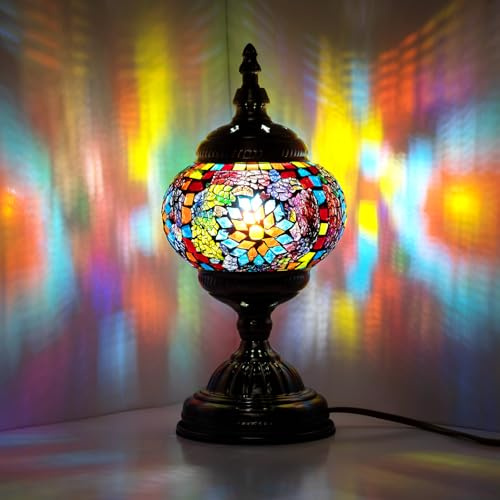 Preolivial Turkish Moroccan Mosaic Table Lamp Handmade Desk Bedside Lamp Tiffany Night Light for Living Room Bedroom (Colour)