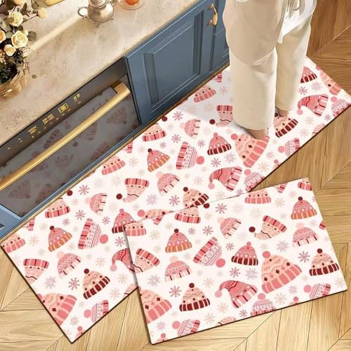 Highdi Küchenläufer, Saugfähig Läufer Flu Teppich Küche Flur Modern Teppich Läufer, Weihnachts Teppich Küche, Küchenteppich Waschbar rutschfest, für Flur, Eingangsbereich (Weihnachten 1,60x180cm)