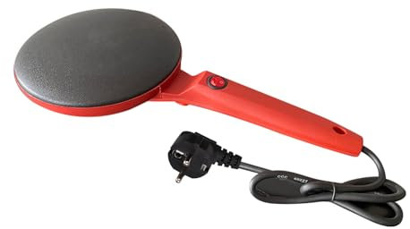 Machine à Crêpes électrique 800 W, Plaque à Crêpes Ronde en Plastique Multifonction avec Poignée, Machine à Tortilla Portative pour les Repas Faits Maison (Prise UE)