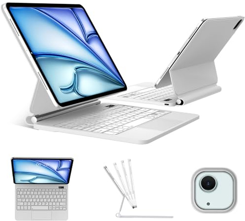 FOGARI Magic Keyboard para iPad Air 11 M2/M3/M4 2024/2025/2026 | Español Ñ Teclado Bluetooth con Trackpad para iPad Air 11 M2/M3/M4 2024/2025/2026 Teclado con Touchpad, Blanco