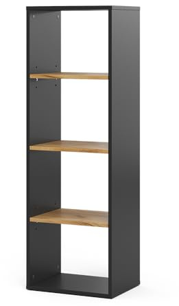Vicco Bücherregal Tomy, Anthrazit/Goldkraft Eiche, 40 x 120 cm | 4 Fächer, zur Aufbewahrung und Präsentation von Büchern und Deko