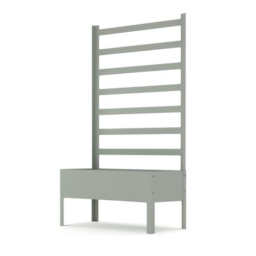 Moranduzzo - Macetero Cadrega con rejilla para enredaderas, diseño Roberto Giacomucci, chapa galvanizada para interior/exterior, estilo moderno, fabricada en Italia, línea Signora Flaim (gris, 42 x