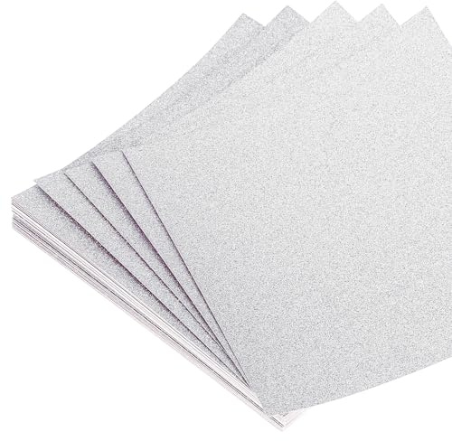 QUARKZMAN 50 Blatt Glitzer Origami Papier 4x4 Zoll 10x10 cm Silber | Glitzernde Quadratische Faltblätter, Bastelfaltblätter, Für DIY Bastel- und Kunstprojekte