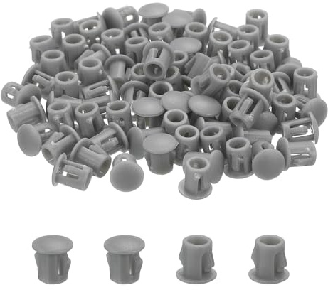 sourcing map 88Pcs Plastic Hole Plugs, 1/4 x 5/16(DxH) Hole Cover Tubing End Cap for Round Holes(5mm), Table Chair Floor Protector Furniture Cupboard Shelves, Dark Gray